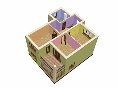 3D вид помещений второго этажа дома из газобетона, проект П-156