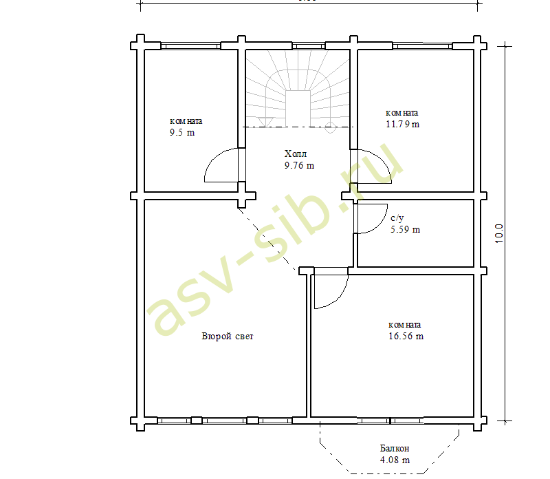 План третьего этажа дома с цокольным этажом, проект Б244-215