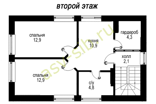 Планировка второго этажа гаража по проекту Г-98