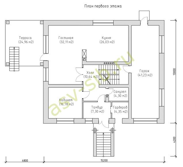 План цокольного этажа дома в классическом стиле по проекту К-434